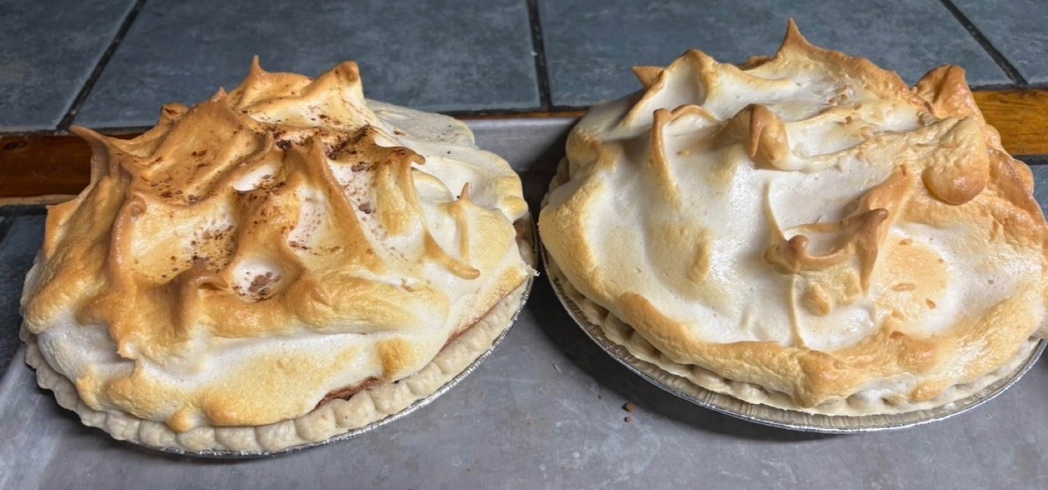 Two homemade meringue pies